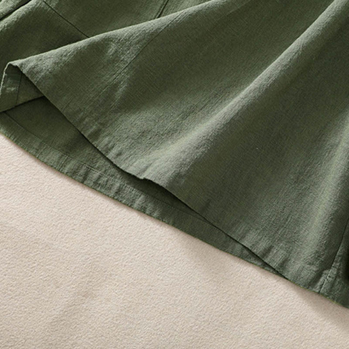 Camicia casual da donna in cotone con maniche lunghe, scollo rotondo, bottoni e tasche , Buddha Stones - image 3