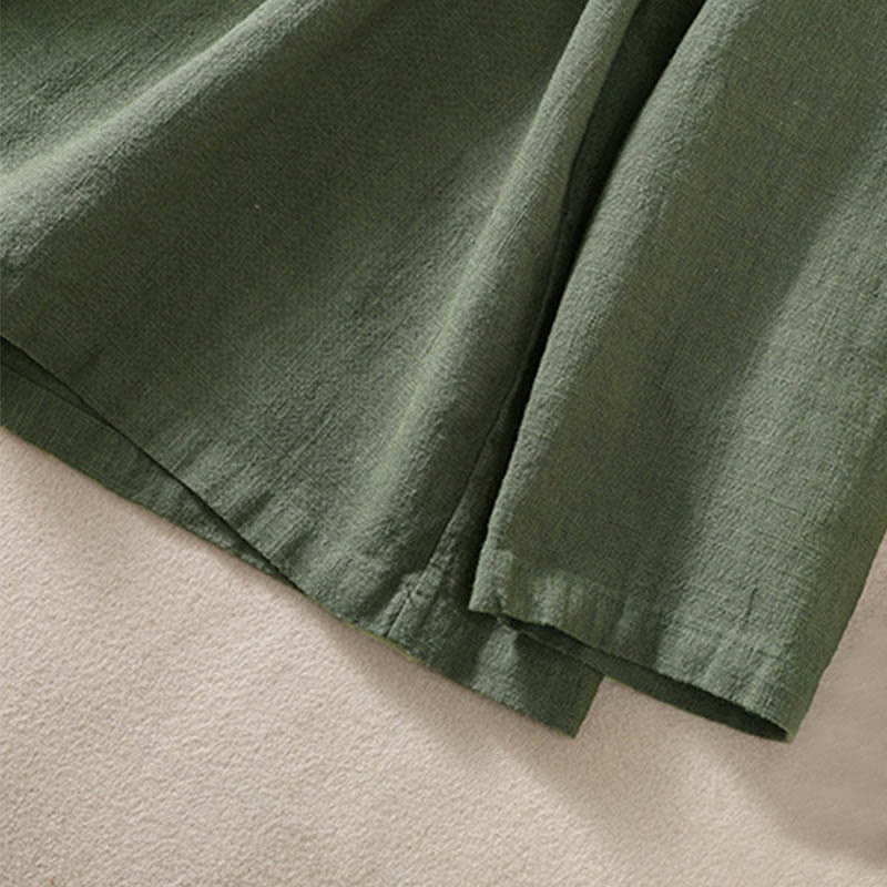 Camicia casual da donna in cotone con maniche lunghe, scollo rotondo, bottoni e tasche , Buddha Stones - image 2