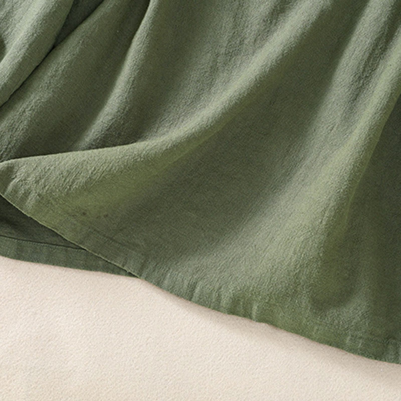 Camicia casual da donna in cotone con maniche lunghe, scollo rotondo, bottoni e tasche , Buddha Stones - image 8