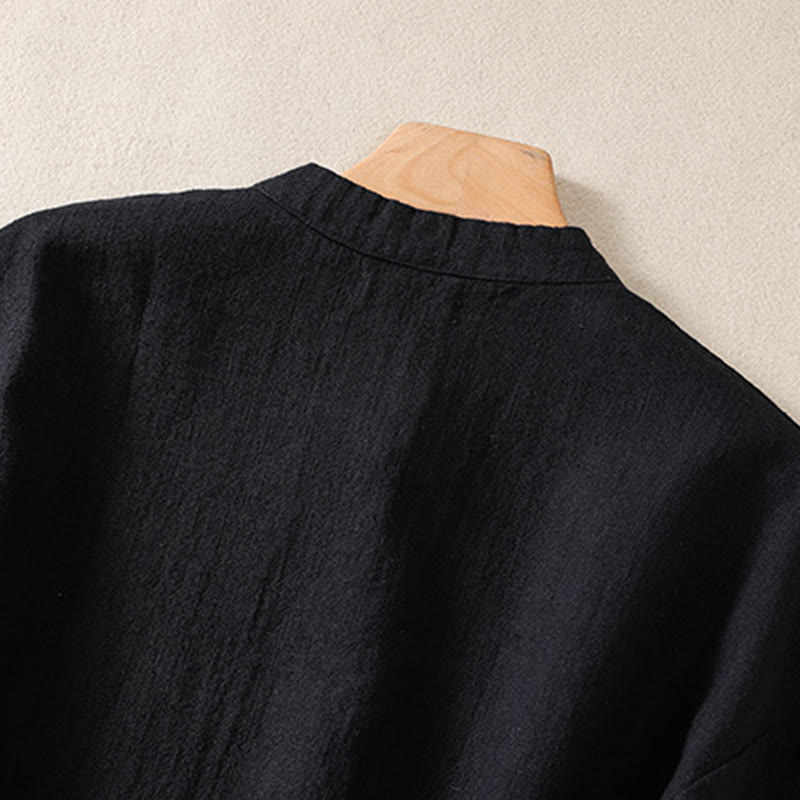 Camicia da donna a maniche lunghe con bottoni e scollo rotondo, con stampa Buddha Stones tasche. - image 14