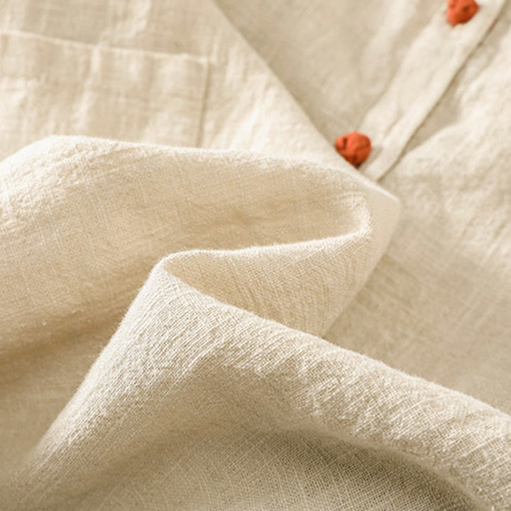 Camicia casual da donna in cotone con maniche lunghe, scollo rotondo, bottoni e tasche , Buddha Stones - image 25