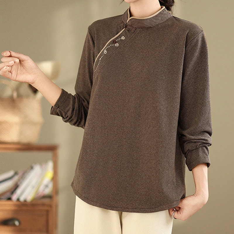 Camicia da donna a maniche lunghe in cotone con bottoni a forma di rana Buddha Stones - image 5