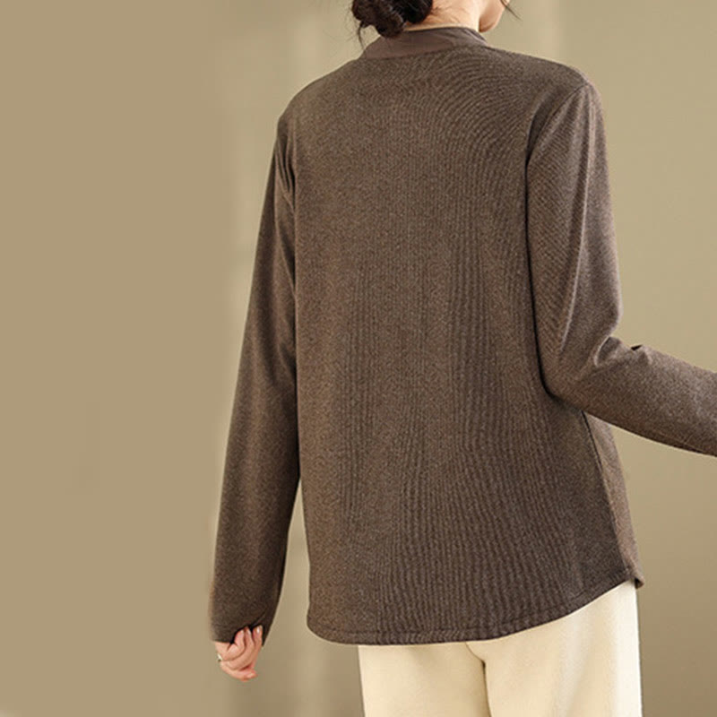 Camicia da donna a maniche lunghe in cotone con bottoni a forma di rana Buddha Stones - image 3