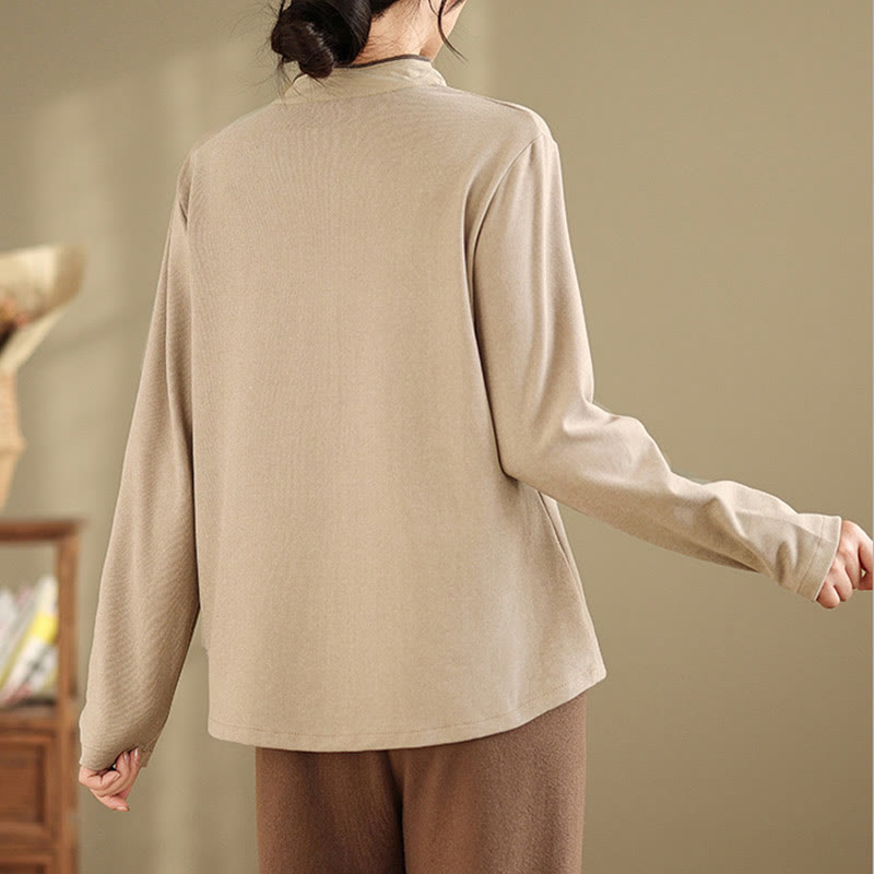 Camicia da donna a maniche lunghe in cotone con bottoni a forma di rana Buddha Stones - image 8