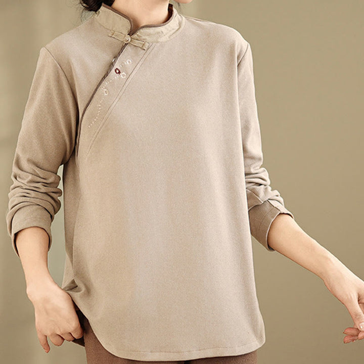 Camicia da donna a maniche lunghe in cotone con bottoni a forma di rana Buddha Stones - PeachPuff - US8-10, UK/AU12-14, EU40-42 (2XL) - image 6