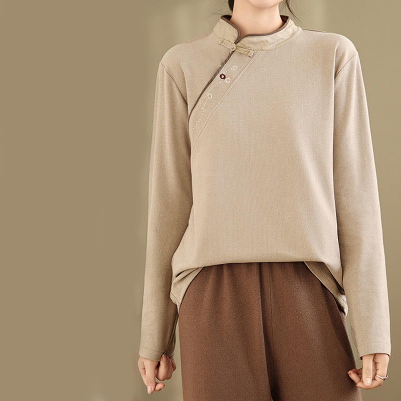 Camicia da donna a maniche lunghe in cotone con bottoni a forma di rana Buddha Stones - image 7