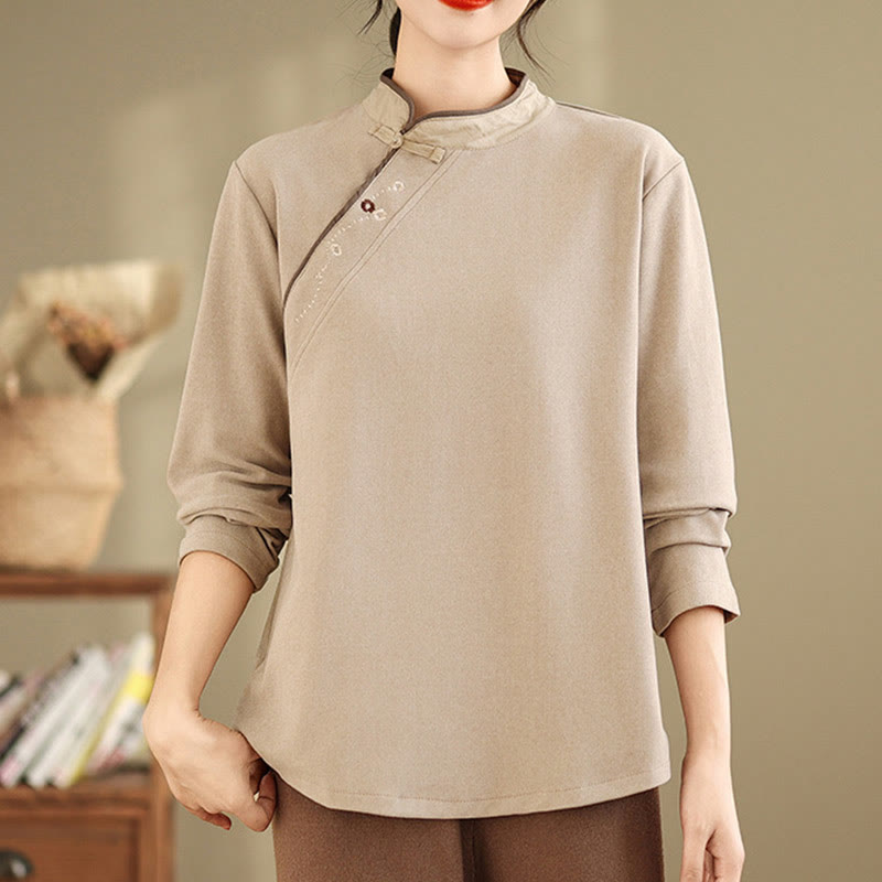 Camicia da donna a maniche lunghe in cotone con bottoni a forma di rana Buddha Stones - image 11