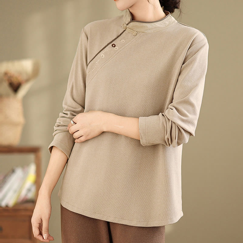 Camicia da donna a maniche lunghe in cotone con bottoni a forma di rana Buddha Stones - image 9