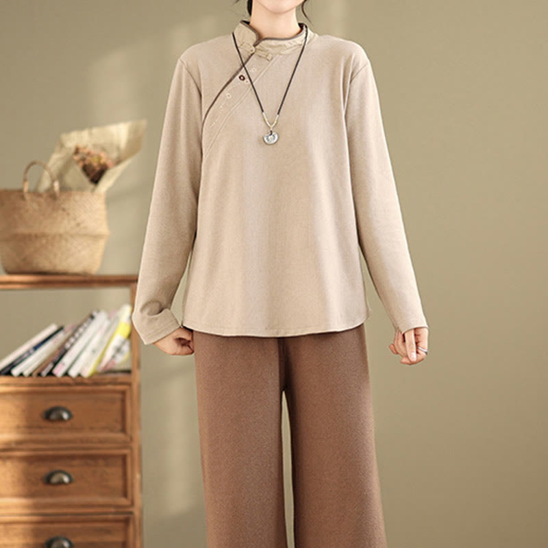 Camicia da donna a maniche lunghe in cotone con bottoni a forma di rana Buddha Stones - image 10