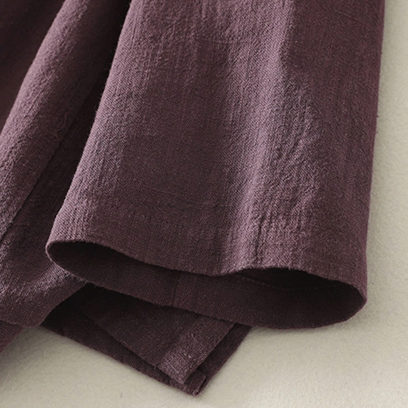 Camicia da donna a maniche lunghe in cotone con bottoni a rana, casual e semplice , Buddha Stones - image 3