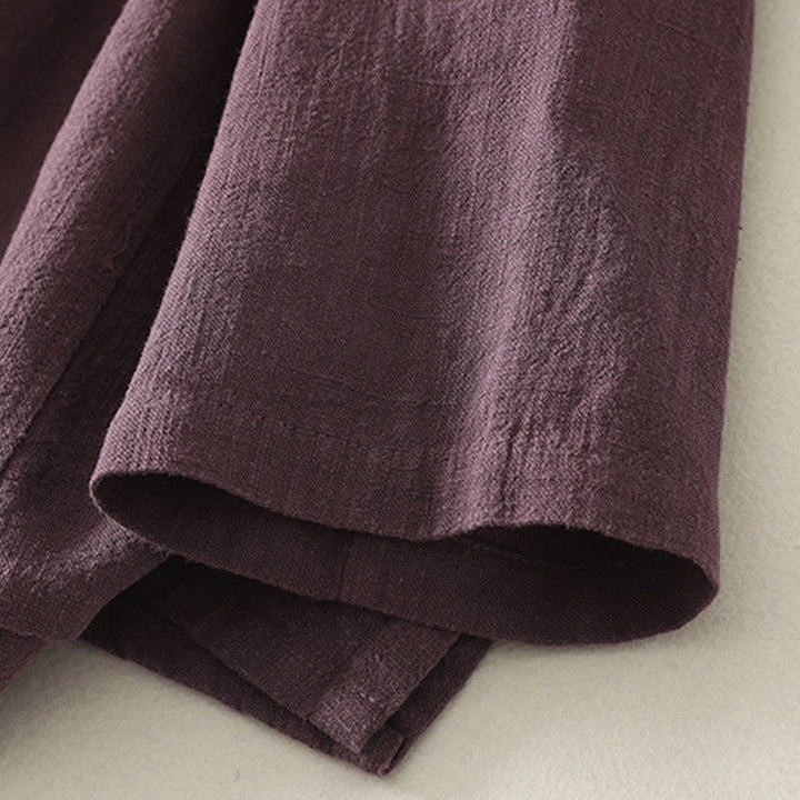 Camicia da donna a maniche lunghe in cotone con bottoni a rana, casual e semplice , Buddha Stones - image 3