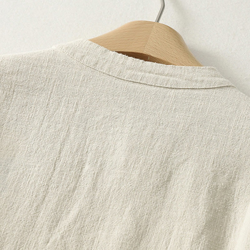 Camicia da donna a maniche lunghe in cotone con bottoni a rana, casual e semplice , Buddha Stones - image 10