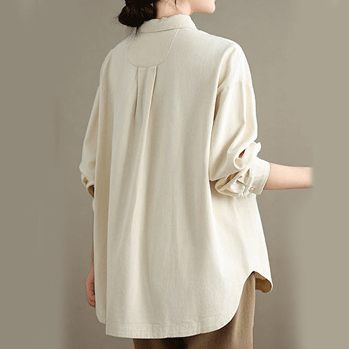 Camicia da donna in cotone a maniche lunghe, casual e semplice, con tasche, Buddha Stones - image 8