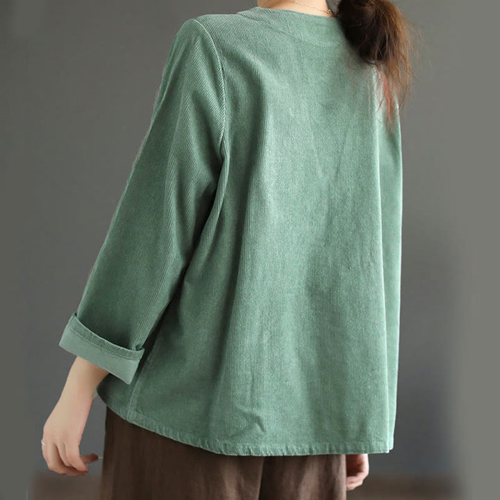 Giacca in velluto a coste con maniche lunghe in cotone e tasche da donna Buddha Stones - image 11