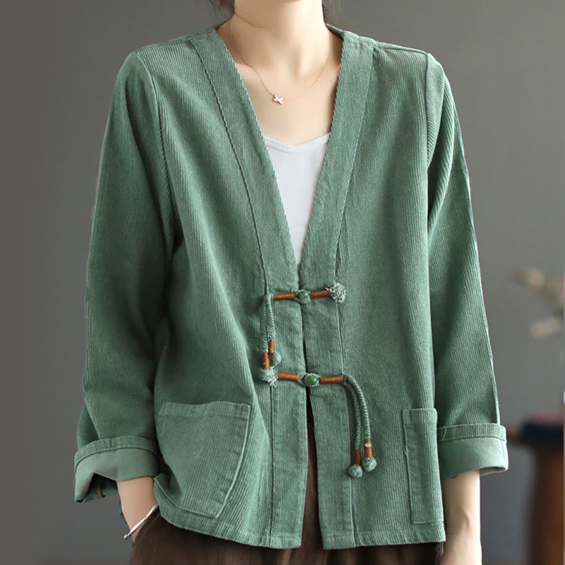 Giacca in velluto a coste con maniche lunghe in cotone e tasche da donna Buddha Stones - image 13