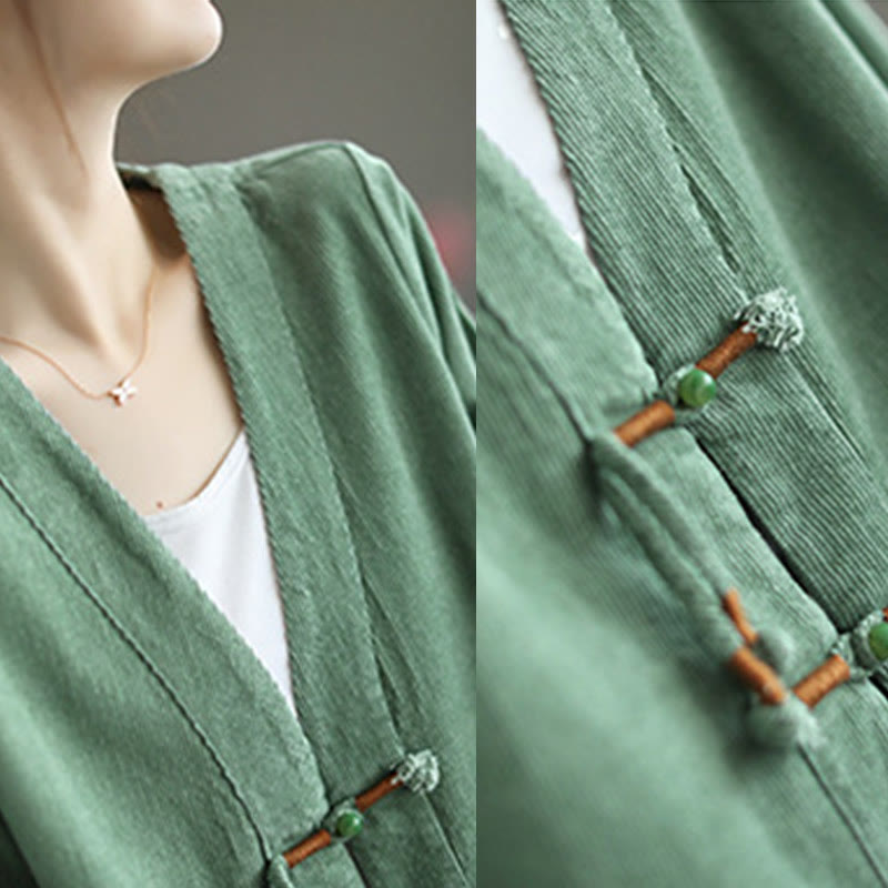 Giacca in velluto a coste con maniche lunghe in cotone e tasche da donna Buddha Stones - image 12