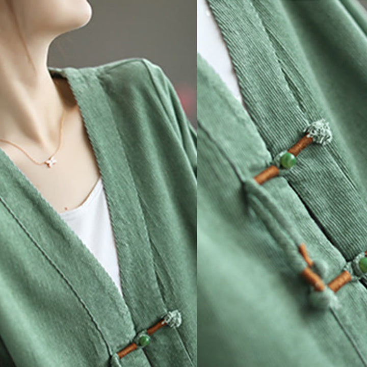 Giacca in velluto a coste con maniche lunghe in cotone e tasche da donna Buddha Stones - image 12