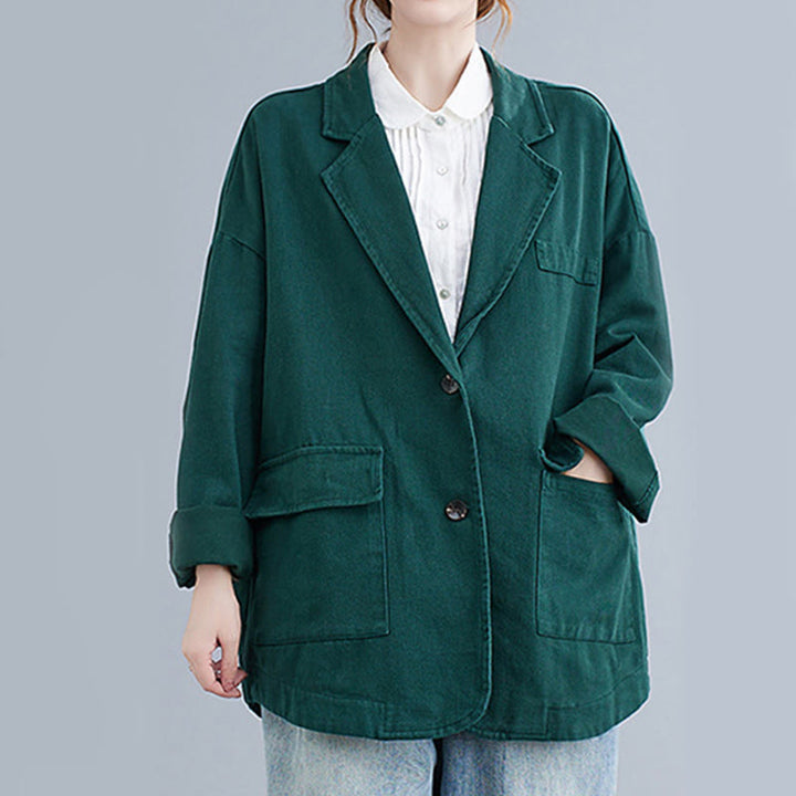 Giacca blazer in cotone a maniche lunghe con tasche, tinta unita, da donna, con Buddha Stones - Verde acqua - US14, UK/AU18, EU46 (2XL) - image 15