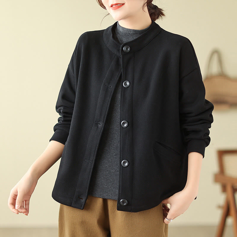 Giacca a maniche lunghe da donna con tasche e tinta unita Buddha Stones - image 4