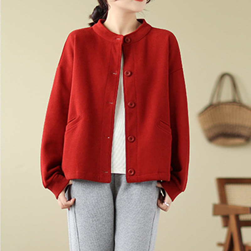 Giacca da donna in cotone a maniche lunghe con tasche e motivo Buddha Stones tinta unita - image 10