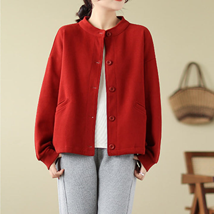 Giacca da donna in cotone a maniche lunghe con tasche e motivo Buddha Stones tinta unita - image 10