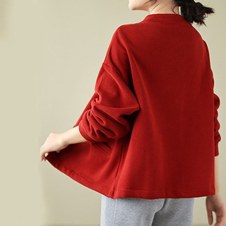 Giacca a maniche lunghe da donna con tasche e tinta unita Buddha Stones - image 7