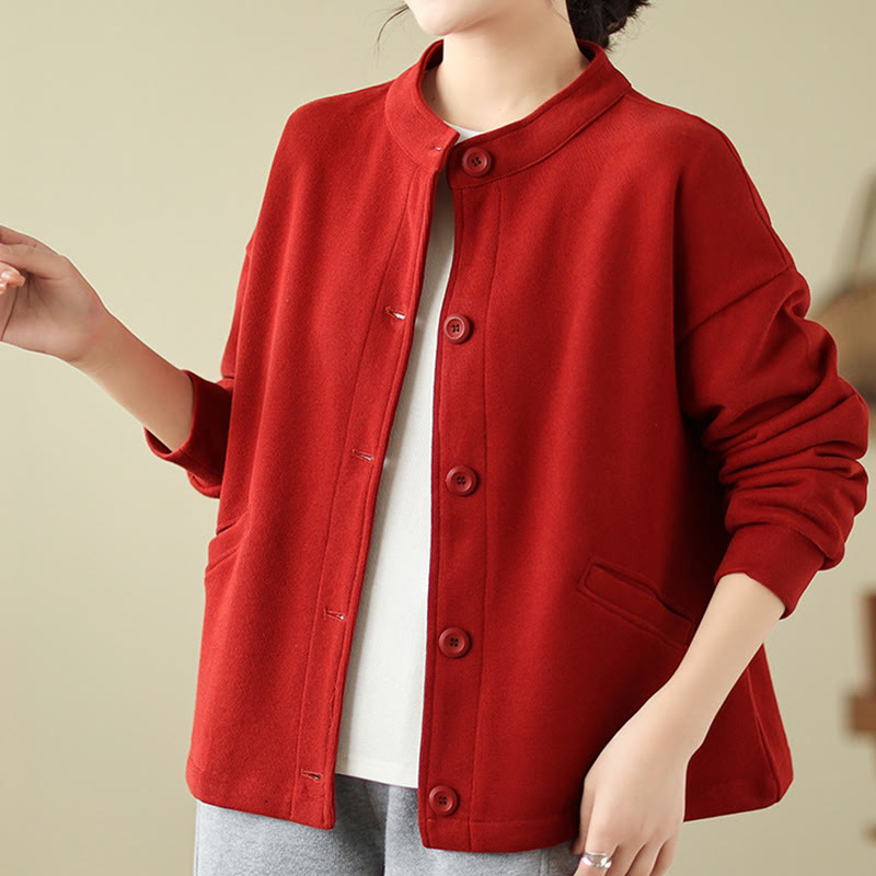 Giacca a maniche lunghe da donna con tasche e tinta unita Buddha Stones - image 6