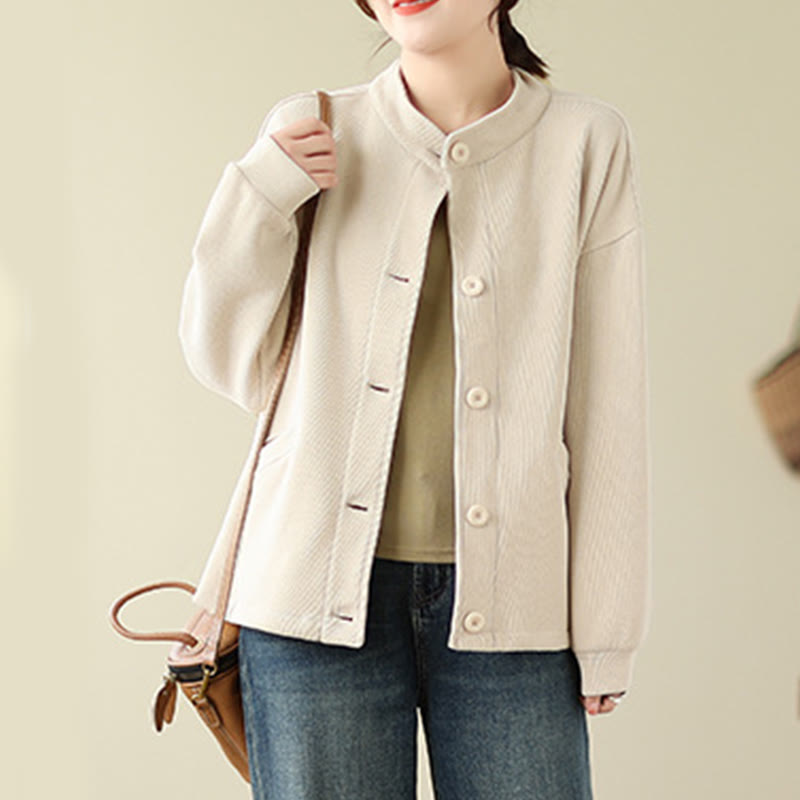 Giacca a maniche lunghe da donna con tasche e tinta unita Buddha Stones - image 17