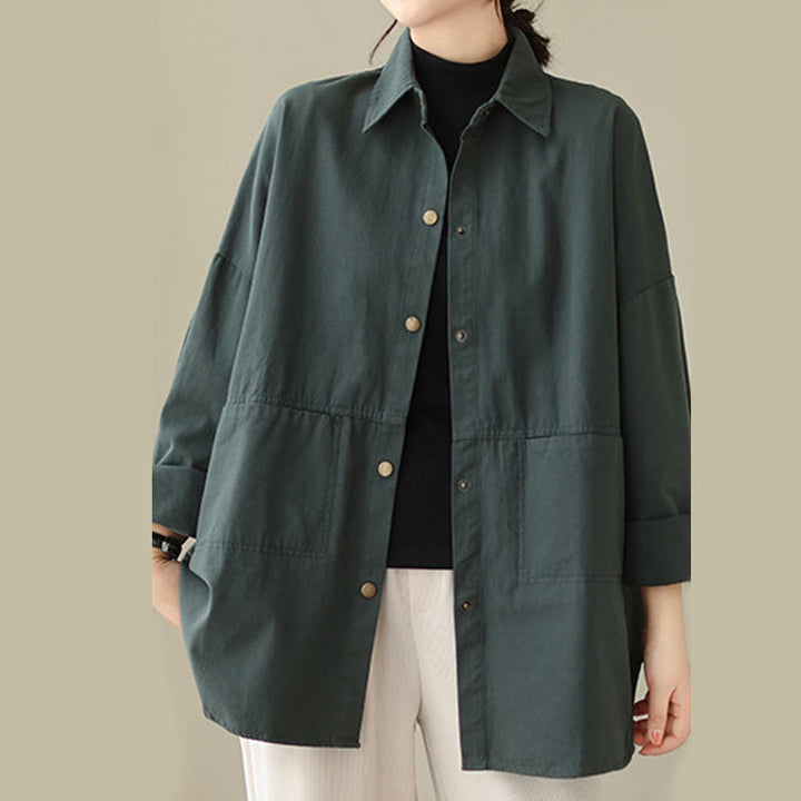 Giacca casual da donna a maniche lunghe con tasche Buddha Stones, tinta unita - image 2