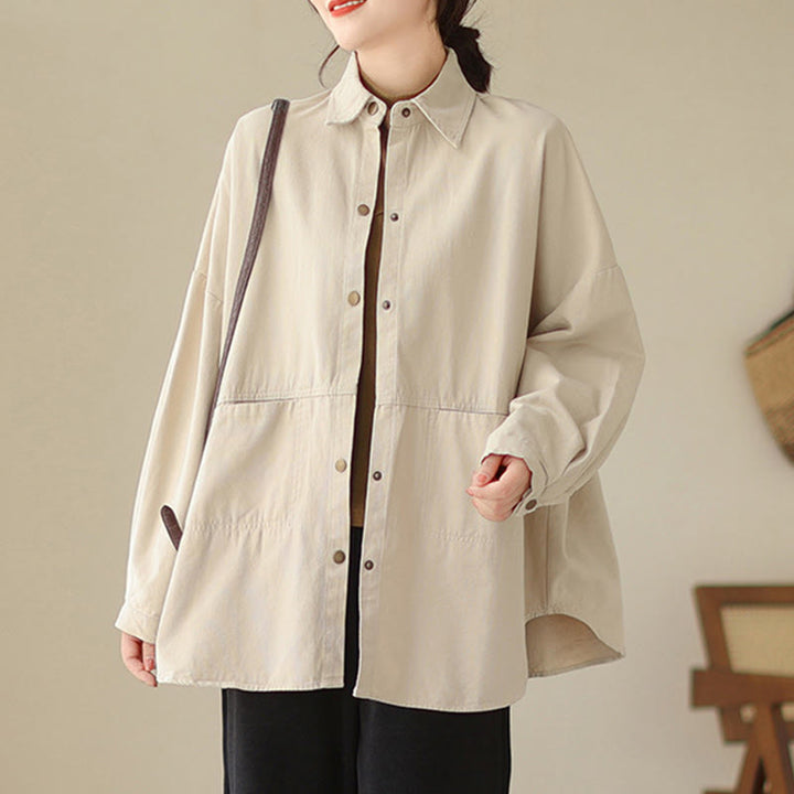 Giacca casual da donna a maniche lunghe con tasche Buddha Stones, tinta unita - Beige - US14, UK/AU18, EU46 (2XL) - image 8