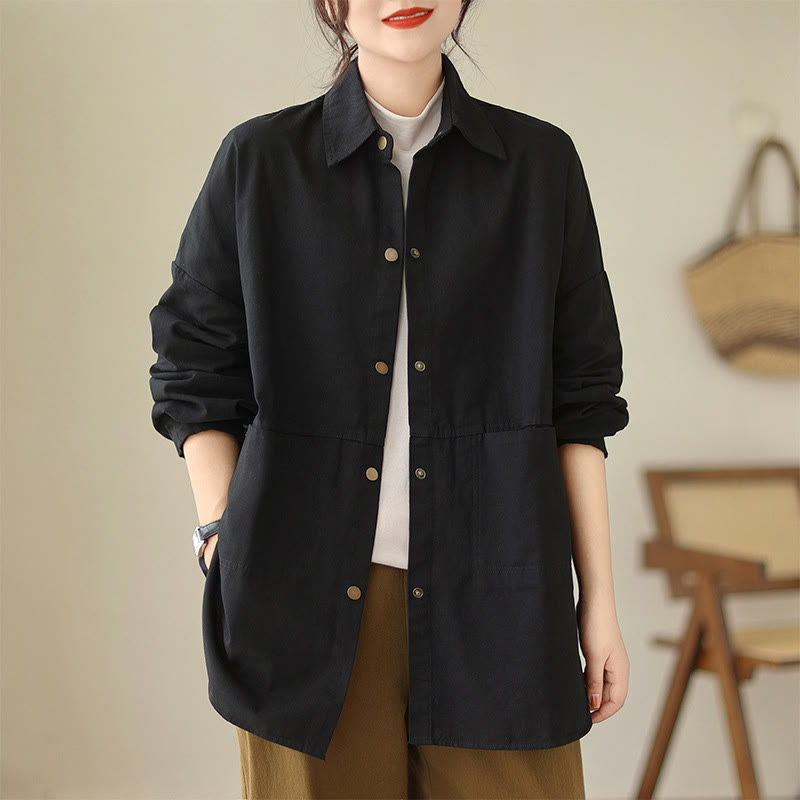 Giacca casual da donna a maniche lunghe con tasche Buddha Stones, tinta unita - image 19