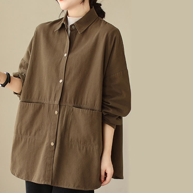 Giacca casual da donna a maniche lunghe con tasche Buddha Stones, tinta unita - image 26