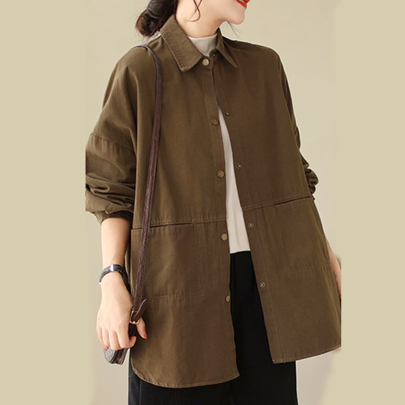 Giacca casual da donna a maniche lunghe con tasche Buddha Stones, tinta unita - image 24