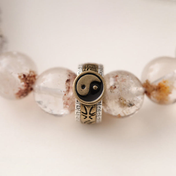 Braccialetto di protezione Yin Yang fantasma rosso Buddha Stones Lightning Struck Wood - image 12