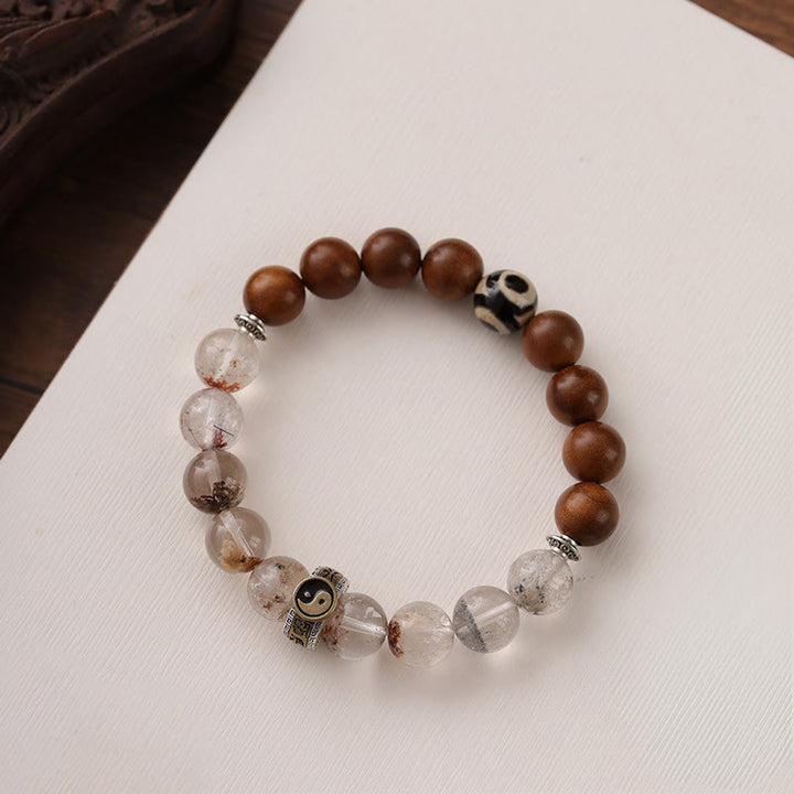 Braccialetto di protezione Yin Yang fantasma rosso Buddha Stones Lightning Struck Wood - image 8