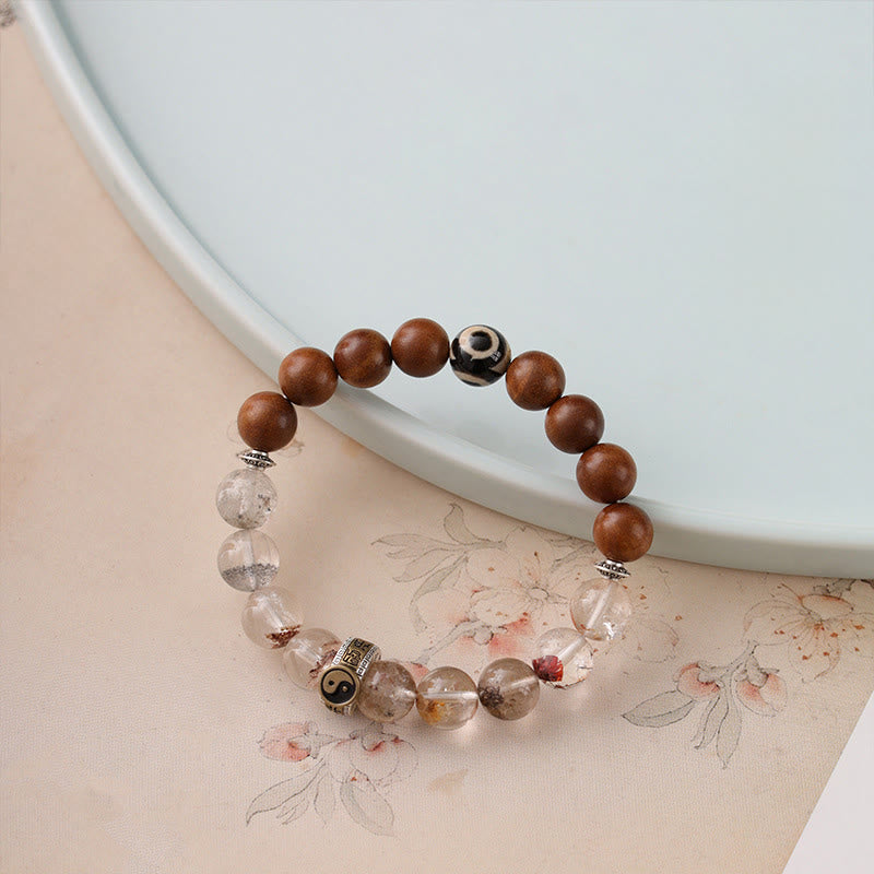 Braccialetto di protezione Yin Yang fantasma rosso Buddha Stones Lightning Struck Wood - Legno di giuggiola colpito da fulmine e fantasma rosso (circonferenza del polso: 15-16 cm) - image 0