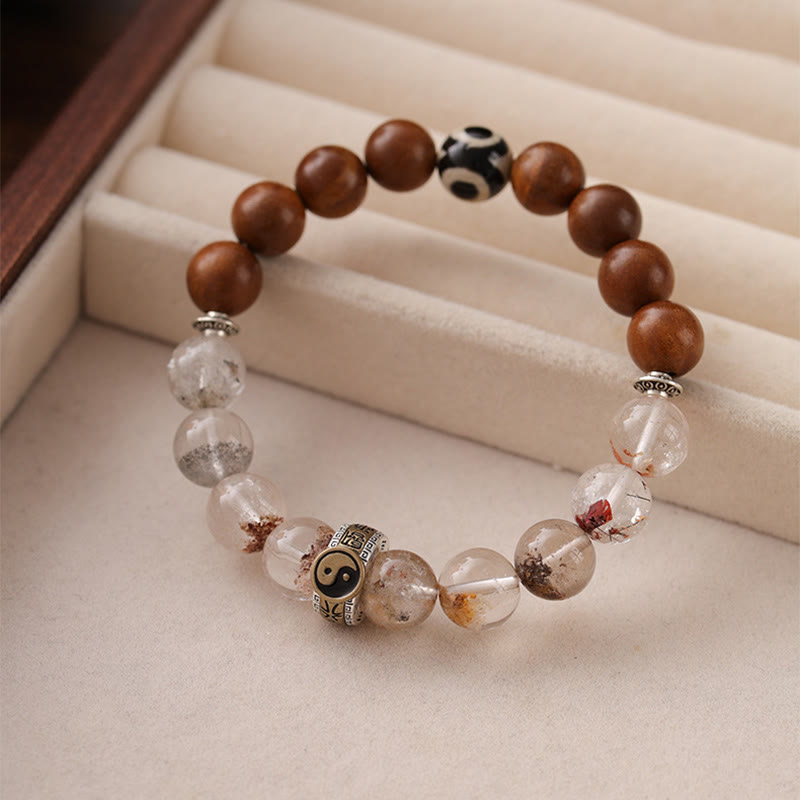 Braccialetto di protezione Yin Yang fantasma rosso Buddha Stones Lightning Struck Wood - image 1