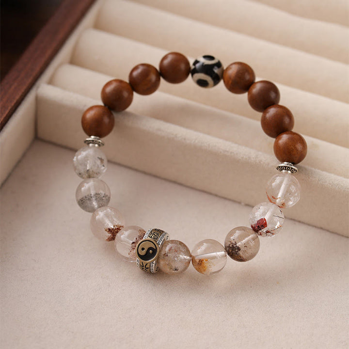 Braccialetto di protezione Yin Yang fantasma rosso Buddha Stones Lightning Struck Wood - image 1