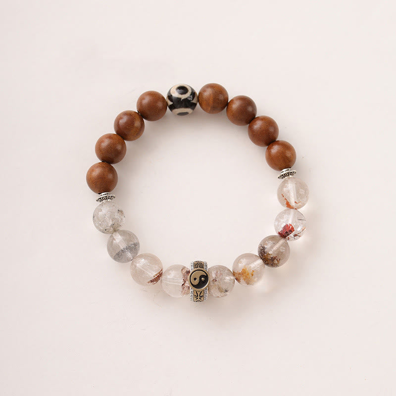 Braccialetto di protezione Yin Yang fantasma rosso Buddha Stones Lightning Struck Wood - image 9
