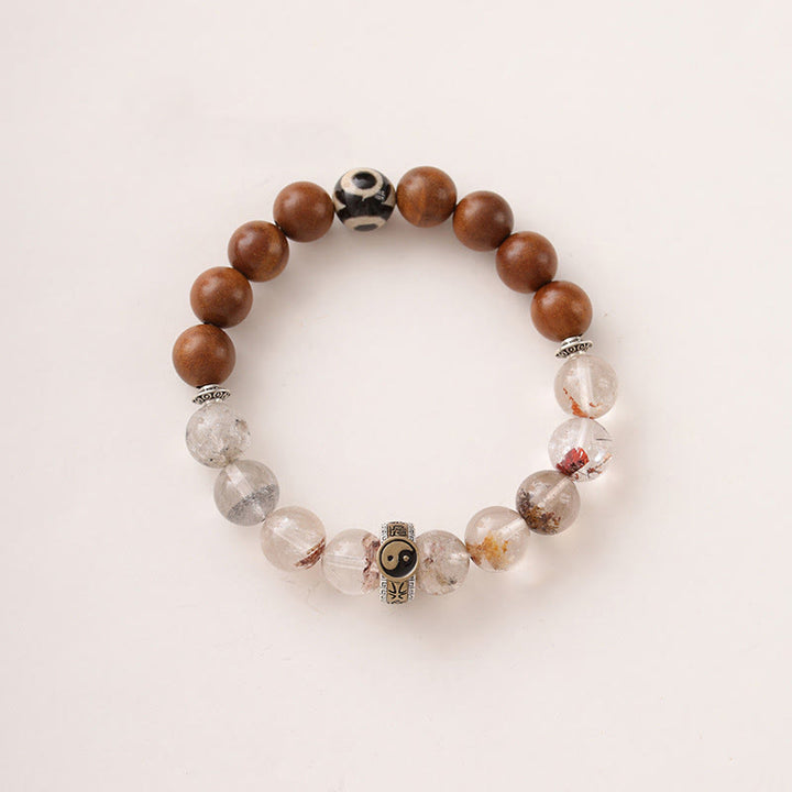 Braccialetto di protezione Yin Yang fantasma rosso Buddha Stones Lightning Struck Wood - image 9