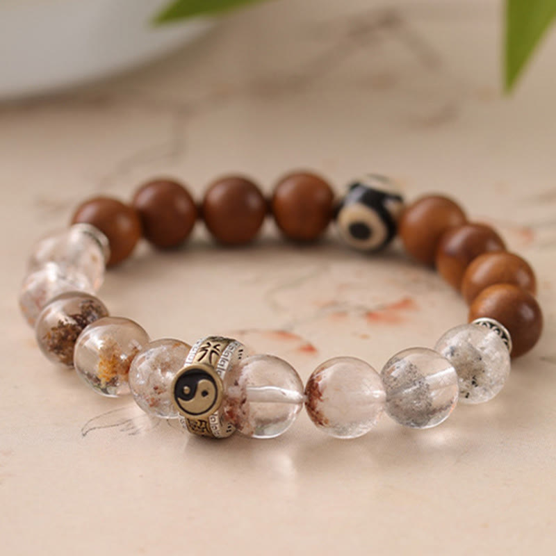 Braccialetto di protezione Yin Yang fantasma rosso Buddha Stones Lightning Struck Wood - image 10