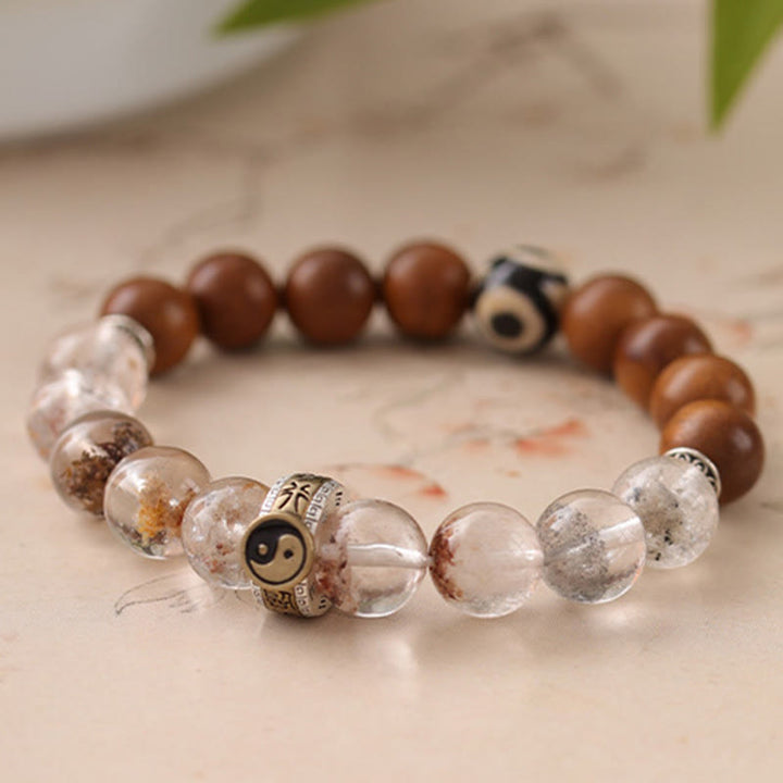Braccialetto di protezione Yin Yang fantasma rosso Buddha Stones Lightning Struck Wood - image 10