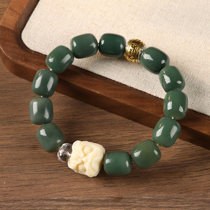 Braccialetto della pace con testa di leone, Buddha Stones , semi di Bodhi, Om Mani Padme Hum - Seme di Bodhi verde (circonferenza del polso: 15-17 cm) - image 0
