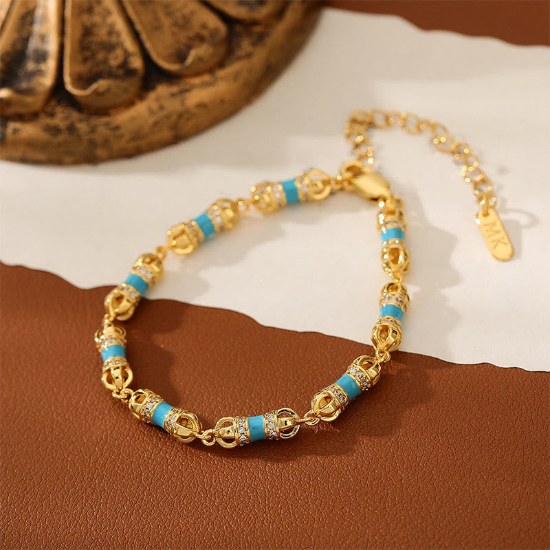 Bracciale Buddha Stones in rame e ottone placcato oro 24k Vajra Wealth Luck - image 3