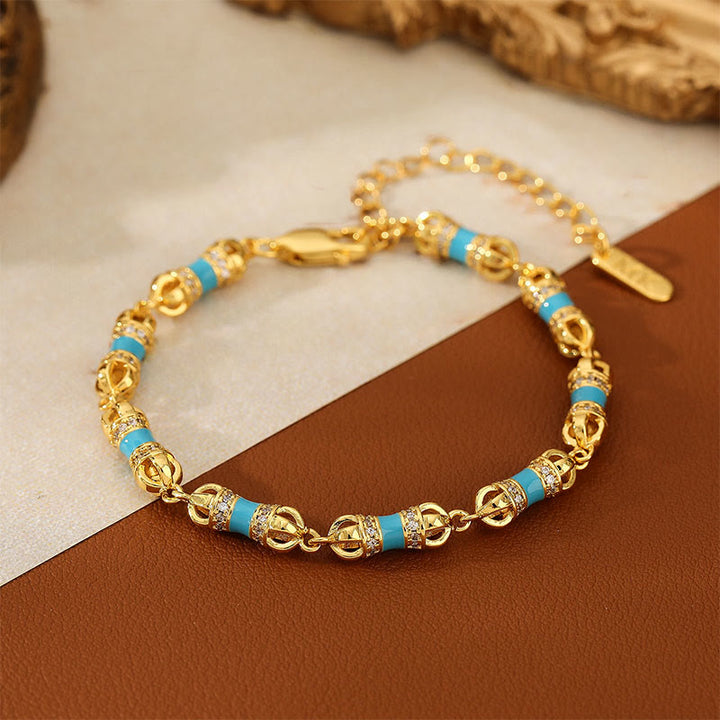Bracciale Buddha Stones in rame e ottone placcato oro 24k Vajra Wealth Luck - image 2