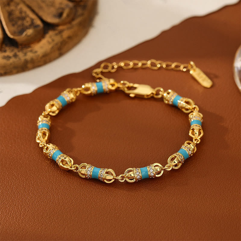 Bracciale Buddha Stones in rame e ottone placcato oro 24k Vajra Wealth Luck - Ottone placcato in rame e oro 24k (circonferenza del polso: 20-25 cm) - image 0
