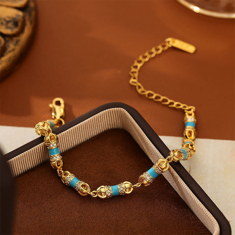 Bracciale Buddha Stones in rame e ottone placcato oro 24k Vajra Wealth Luck - image 4