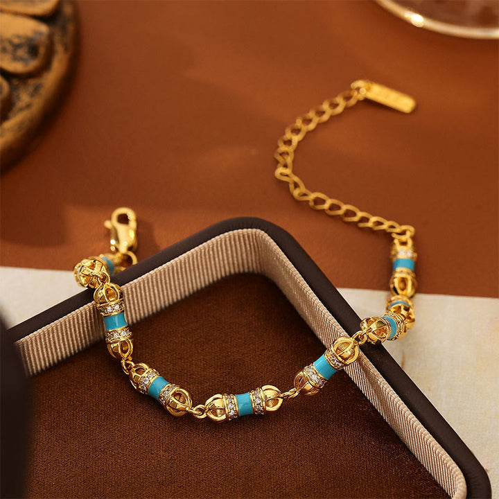 Bracciale Buddha Stones in rame e ottone placcato oro 24k Vajra Wealth Luck - image 4