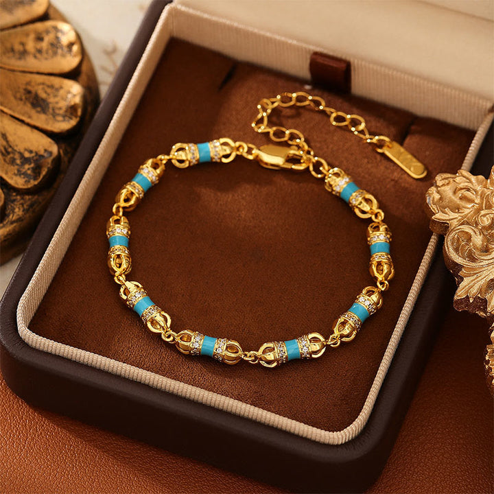 Bracciale Buddha Stones in rame e ottone placcato oro 24k Vajra Wealth Luck - image 1