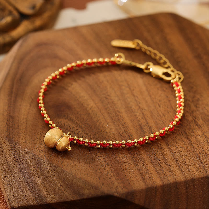 Bracciale Buddha Stones in corda rossa, rame e ottone, zucca, forza e ricchezza - image 2